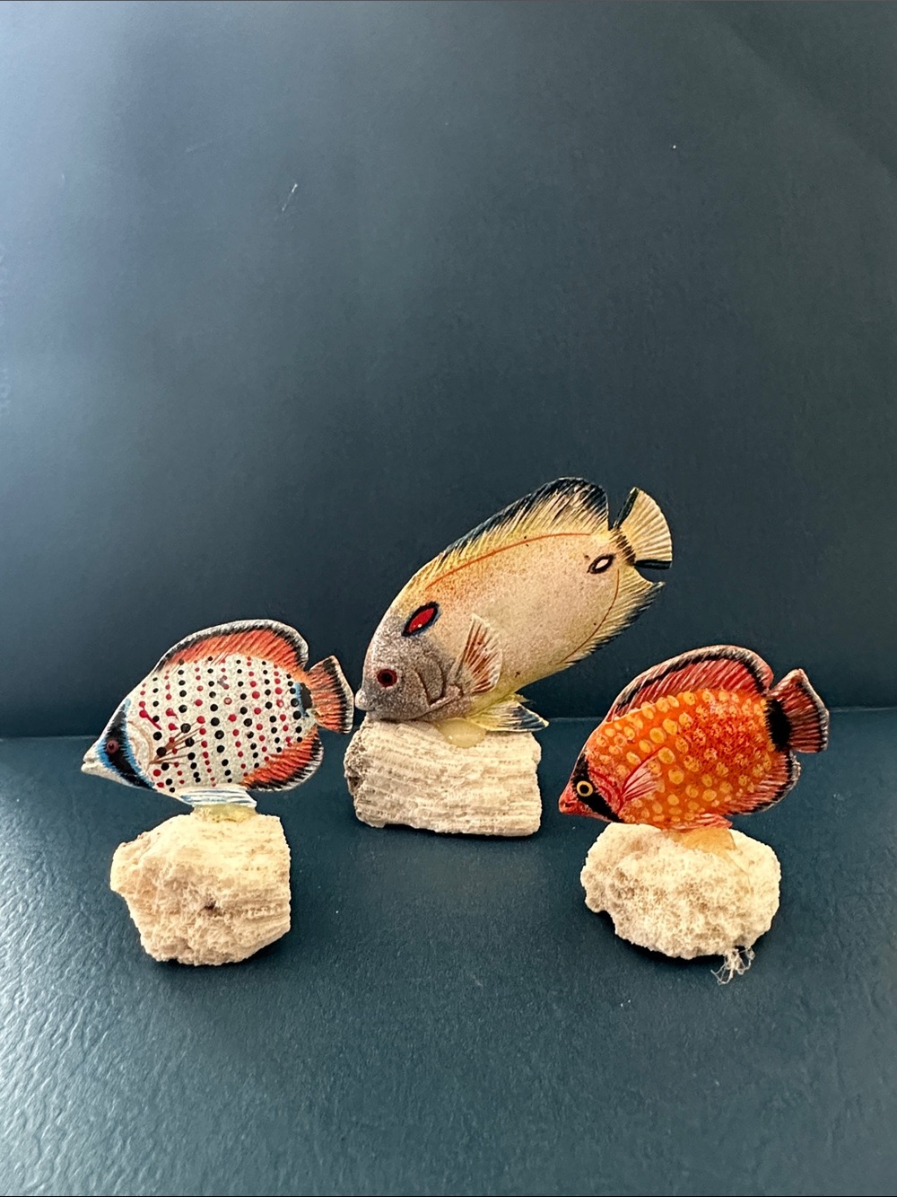 Vintage Hand Painted Fish Figurine Set - Bundle of 3